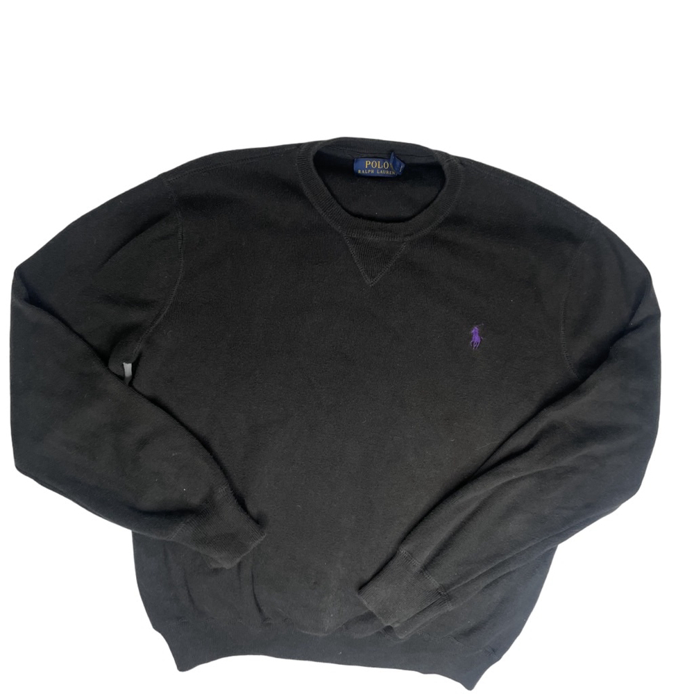 Polo Ralph Lauren Men's M Black Cotton Crewneck Purple Pony